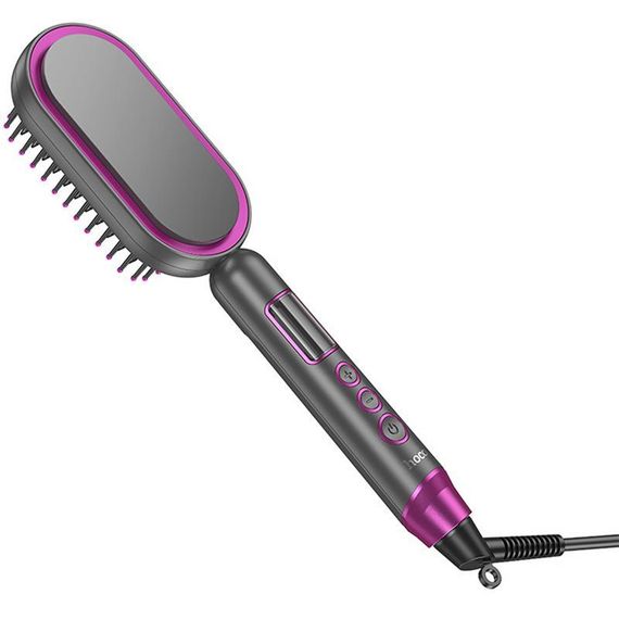 Расческа-выпрямитель Hoco HP44 Electric straightening hair comb with digital display Rose Red | Зображення 1
