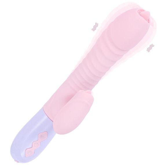 Вібратор - Silicone Vibrator USB 7 Function and Thrusting Function / Heating Pink Sex Aura | Зображення 3