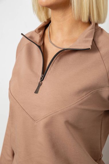 Спортивний костюм жіночий однотонний, колір мокко, 244R1069AG | Зображення 4