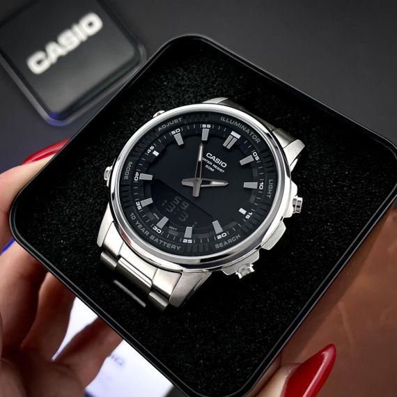 Класичний Чоловічий годинник Casio AMW-880D-1A стальний, водонепроникний, Японія | Зображення 2