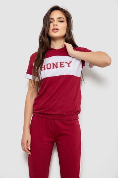 Піжама жіноча, колір бордовий, 243R1488-006 | Зображення 1