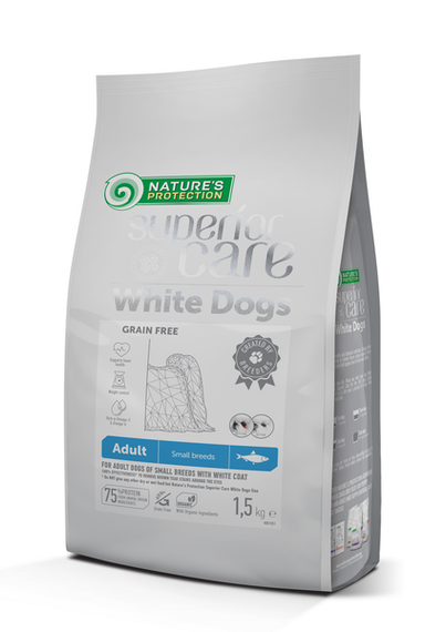 Nature's Protection Superior Care White Dogs Grain Free with Herring Adult Small Breeds Сухий корм для собак з білою шерстю 1.5 кг