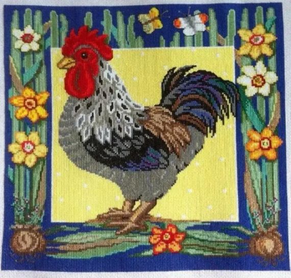 Набір для вишивання за нанесеною на канву схемою "The cock". AIDA 14CT printed 38*38 см | Зображення 9
