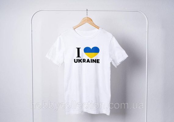 Футболка жіноча із принтом "I Love UKRAINE" біла | Зображення 1