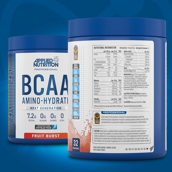 Комплекс амінокислот Applied Nutrition BCAA Powder Amino Hydrate (450g - 32 Servings) (Fruit Burst) | Зображення 1