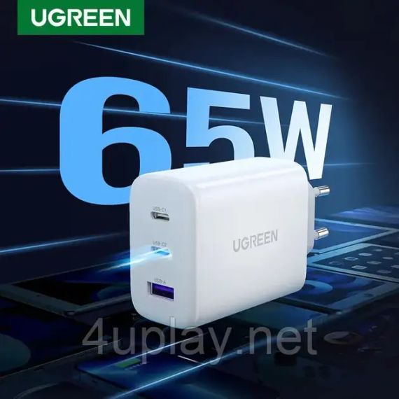 Зарядний пристрій PD 65W Ugreen CD275 для швидкого заряджання | Зображення 1