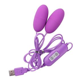 Подвійне віброяйце з USB-проводом фіолетовий