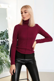 Женская теплая водолазка из термолайкры GF04845 цвет бордовый, размер 46/48