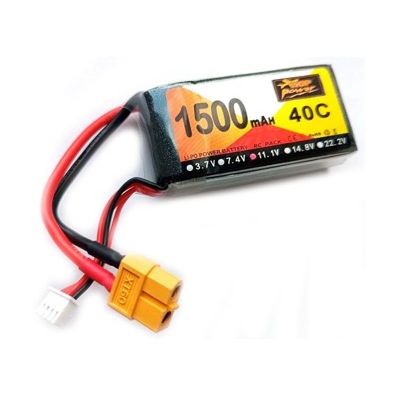 Акумулятор ZOP Power 11.1v 1500 mAh Li-Po 3s 40C конектор XT60