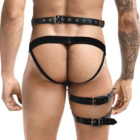 Чоловічі гартери з натуральної шкіри Art of Sex - Serge, колір Чорний, розмір XS-M | Зображення 1