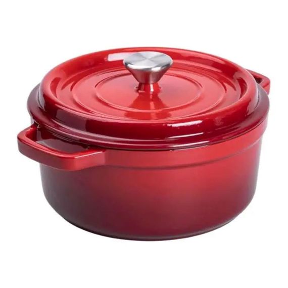 Каструля чавунна емальована 3 л з кришкою Ø24 см Червона | Зображення 1