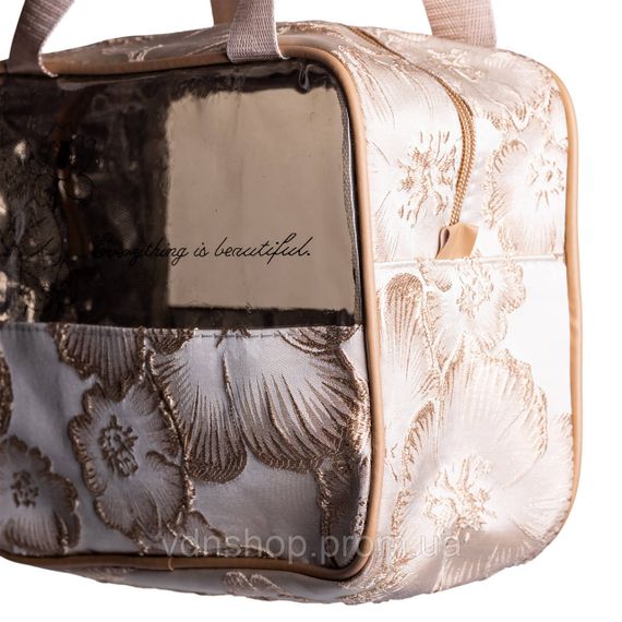 Набор прозрачных женских косметичек для дома 2 (шт) косметичка дорожная в сумку для косметики, макияжа, лекарств, кистей Бежевый | Зображення 7