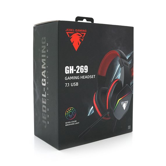 Наушники ведущие с подсветкой Jedel GH-269, Black/Red | Зображення 2