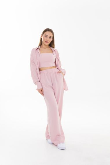 Костюм четверка 4Profi Рубашка + Штаны + Шорты + Топ  пудровый размер M