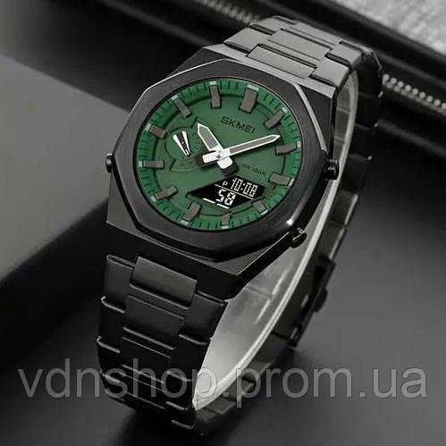 Повседневные кварцевые наручные мужские часы SKMEI 1816BKGNBK Мужские часы стильные для мужчины IA-79 | Зображення 9