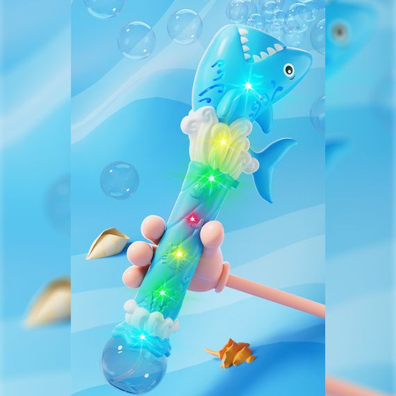 Пістолет з мильними бульбашками H038 Shark + bottle 50ml Light Blue | Зображення 3