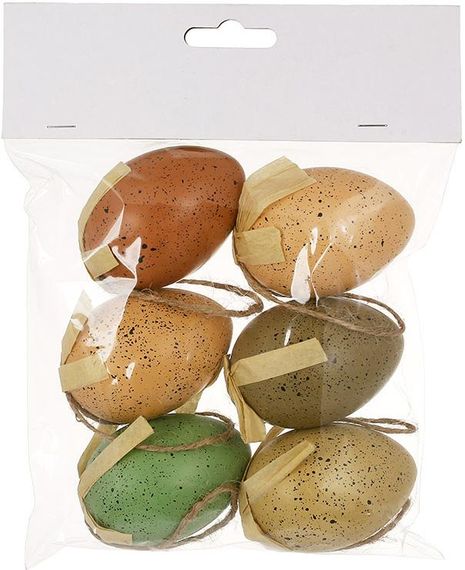 Великодній декоративний набір "Яйця" 6 підвісок, 4х6см пластик, кольоровий