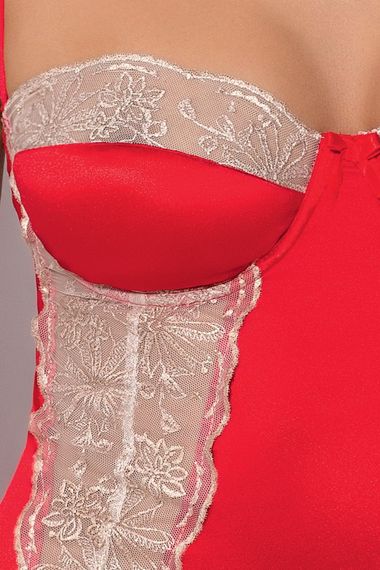 Сорочка приталена з чашечками LORAINE CHEMISE red XXL/XXXL - Passion Exclusive, трусики | Зображення 1