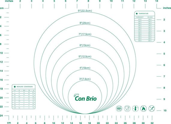 Килимок силіконовий для тіста і випічки Con Brio CB-675, 30х40 см антипригарний зелений