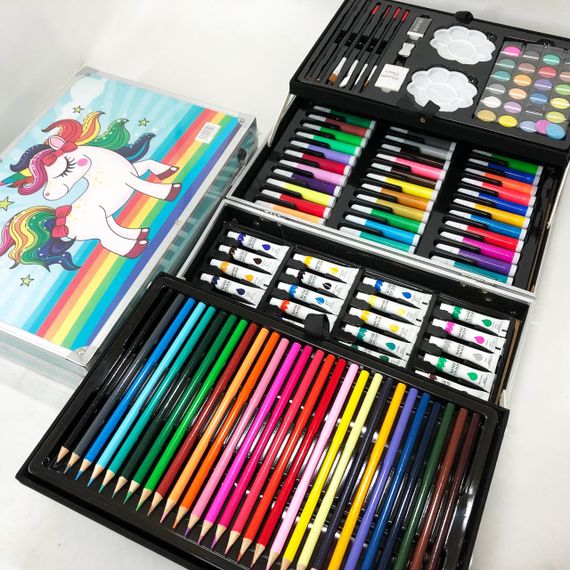 Чемодан с карандашами и фломастерами Единорог, Набор для детского художественного труда DS-69 | Зображення 5
