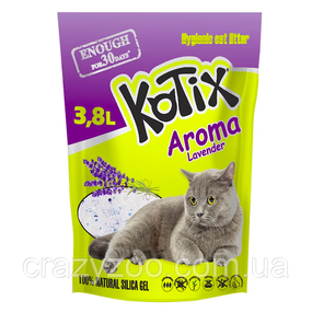 Наповнювач для котячого туалету Kotix Green Lavender силікагелевий з лаванди 3.8 л KN1298