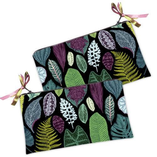 Косметичка жіноча Тропические листья на черном фоне 20х12 см (K_TRO001)