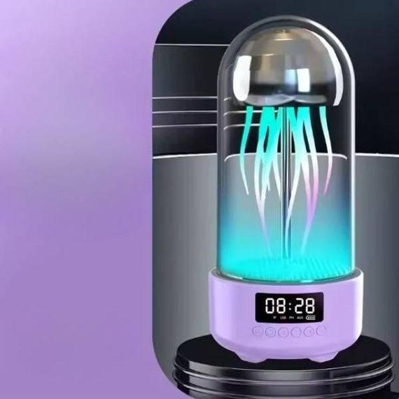 Колонка з підсвічуванням та годинником Медуза bluetooth 240x110 мм Фіолетова