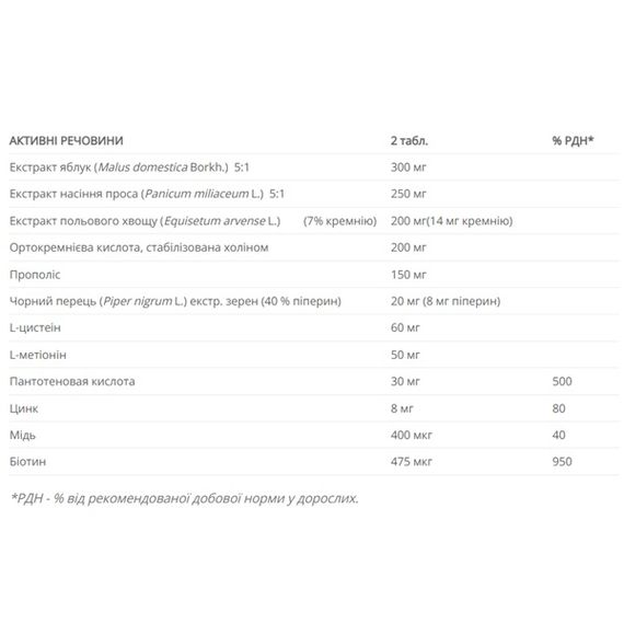 Комплекс для кожи, волос, ногтей New Nordic Hair Volume plus Nail Strong 60 Tabs | Зображення 1