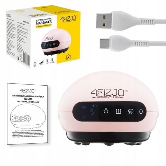 Масажна вакуумна банка 4FIZJO акумуляторна з ІЧ прогріванням 4FJ0518 Pink (P-5907739318701) | Зображення 2