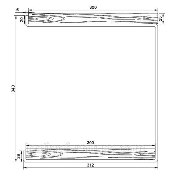 Кронштейн для полиці з металу 312×30mm, H=340mm Білий | Зображення 1