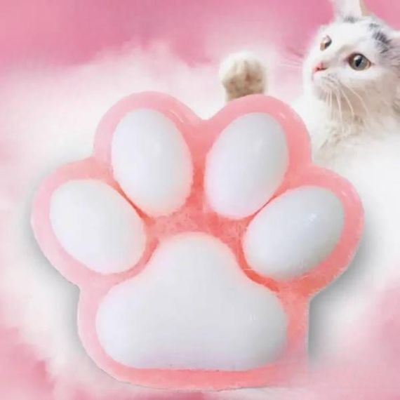 Сквиш таба лапка антистресс 6см Розовая с белым