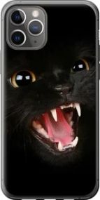 Чехол на iPhone 11 Pro Чёрная кошка из пластика FCh_048390