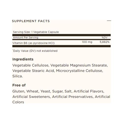 Пірідоксин Solgar Vitamin B6 100 mg 100 Veg Caps | Зображення 1