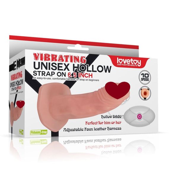 Страпон з вібро пустотілий Unisex Hollow Strap On Sex Aura