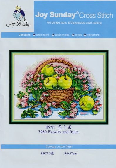 Набір для вишивання за нанесеною на канву схемою "Flowers and fruits". AIDA 14CT printed 34*27 см | Зображення 1
