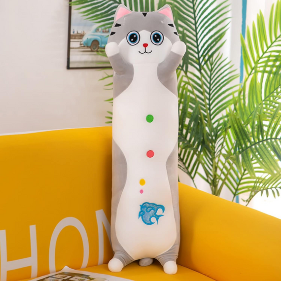 М'яка плюшева іграшка Кішка-обіймашка 100 см, затишна та комфортна іграшка плюшева сіра кішечка | Зображення 2
