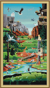 Набор для вышивания по нанесённой на канву схеме "The Promised Land". AIDA 14CT printed 51*102 см