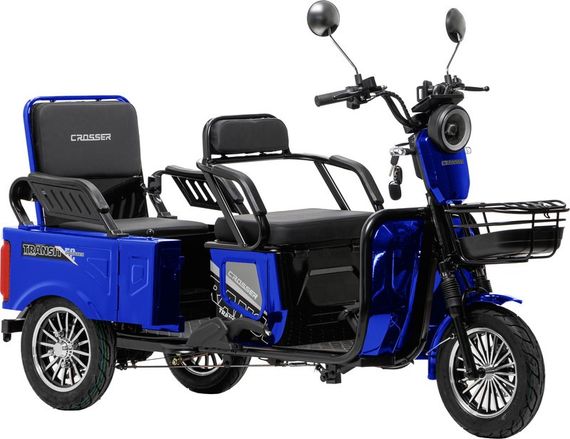 Електротрайк Crosser Transit TR-5 1500 W 72 V 24 Ah, вантажний триколісний електроскутер до 60 км, 3 місця Синій | Зображення 2