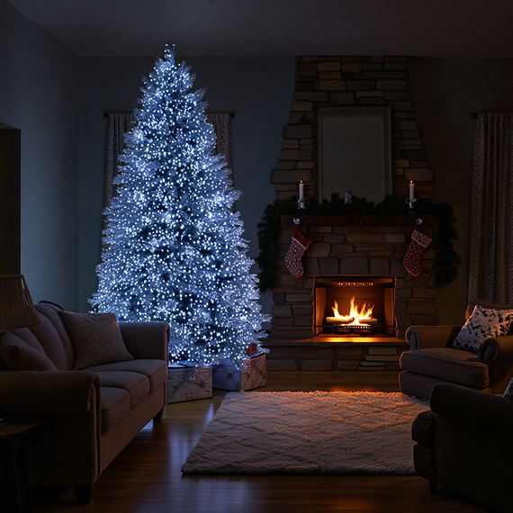 Новорічна гірлянда кімнатна роса Хвойна лапа 50 м 1500 LED зелений провід Біле сяйво D1500L50MGW | Зображення 1