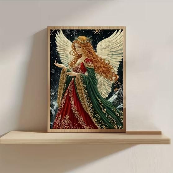 Набор для вышивки крестом JOZYSH «Ангел рождественской ночи» 14CT, 30x40 см, канва Аида с нанесенным рисунком | Зображення 4