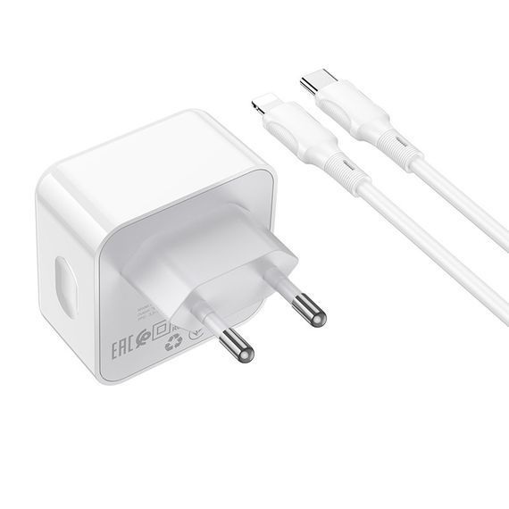 Зарядка для телефона. Мережевий зарядний пристрій Borofone BA76A Source PD/QC 35 W Type-C to Lightning | Зображення 1