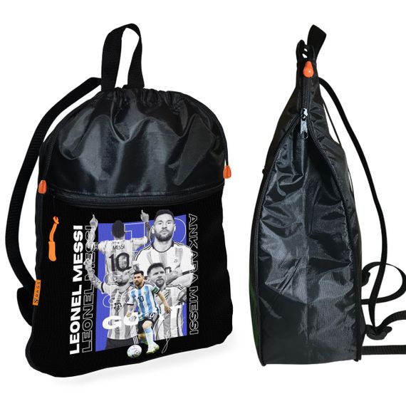 Рюкзак-мешок для обуви,спортивной формы Лионель Месси детская сумка для сменки с расширителем (01338)