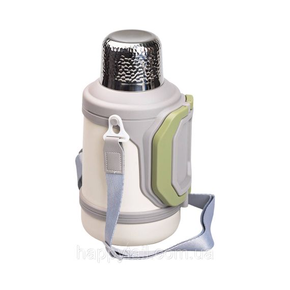 Термос Vacuum Cup 1.5 літра з ремінцем і складною ручкою білий HP-14-21W | Зображення 1