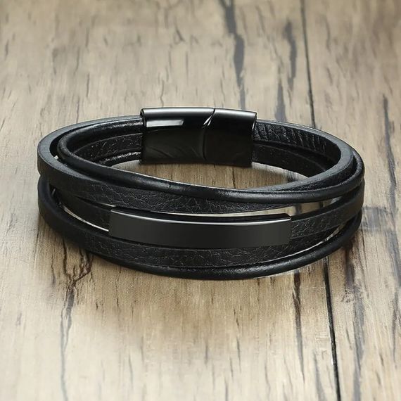 Чоловічий шкіряний браслет Primo Jewelry Punk з магнітною застібкою - Black | Зображення 3