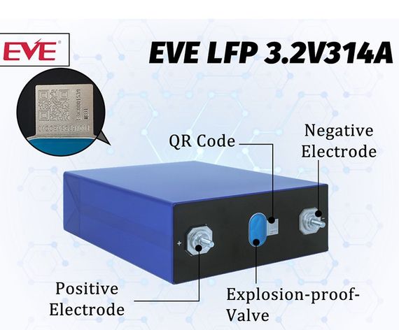 Акумулятор комірки EVE LiFePO4 314ah 3.2v | Зображення 2