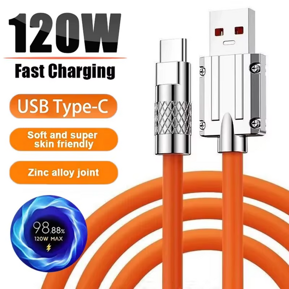 USB Type-C кабель швидкого заряджання 120 W силіконовий 1 метр