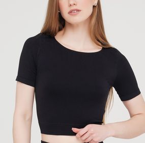 Футболка жіноча укорочена безшовна CROP T-SHIRT 18860 L-XL чорна