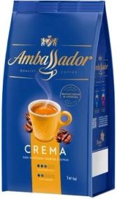 Кофе в зернах Ambassador Crema 1кг Польша Амбассадор Крема зерно