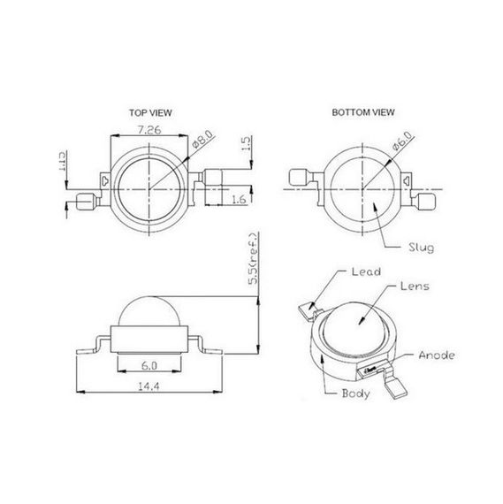 Фито светодиод LED 3W 400-840 нм (полный спектр) | Зображення 1