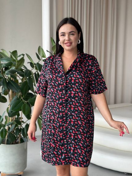 Шовкова сорочка на ґудзиках для дому PLUS SIZE | Зображення 2